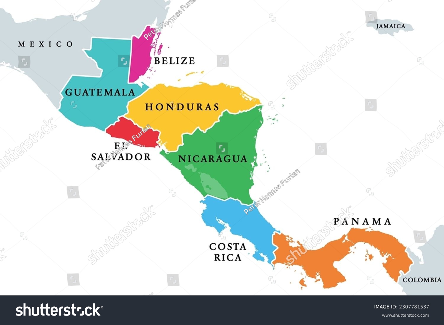 Las Realidades De Centroam Rica Estudios Sociales Online Stock Vector Central America Countries Colored Political Map Subregion Of The Americas Between Mexico And 2307781537 
